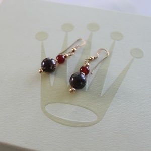 Gold Beaded French Hook Dangle Earrings